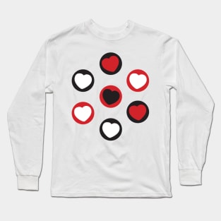 All Heart - Black, white, red heart seamless pattern Long Sleeve T-Shirt